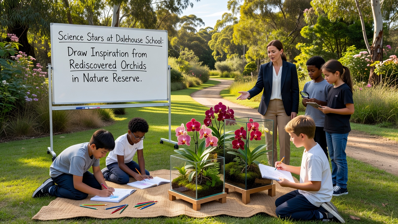 Close-up of students recording orchid growth data with reserve staff during October 2026 fieldwork